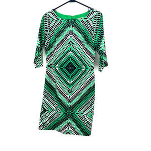 Banana Republic size 0 green geometric print dress hidden back‎ zip